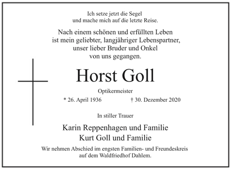 Traueranzeige von Horst Goll von Berliner Morgenpost