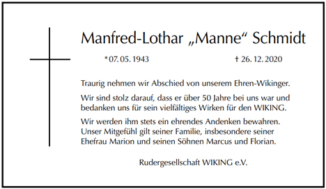 Traueranzeige von Manfred-Lothar Manne Schmidt von Berliner Morgenpost