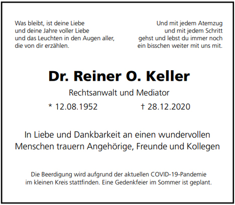 Traueranzeige von Reiner O.  Keller von Berliner Morgenpost