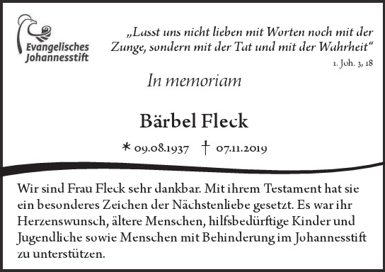 Traueranzeige von Bärbel Fleck von Berliner Morgenpost