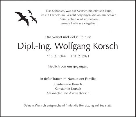 Traueranzeige von Wolfgang  Korsch  von Berliner Morgenpost