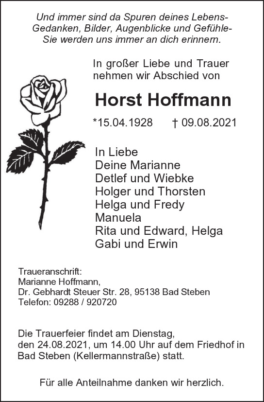 Traueranzeige von Horst  Hoffmann  von Berliner Morgenpost
