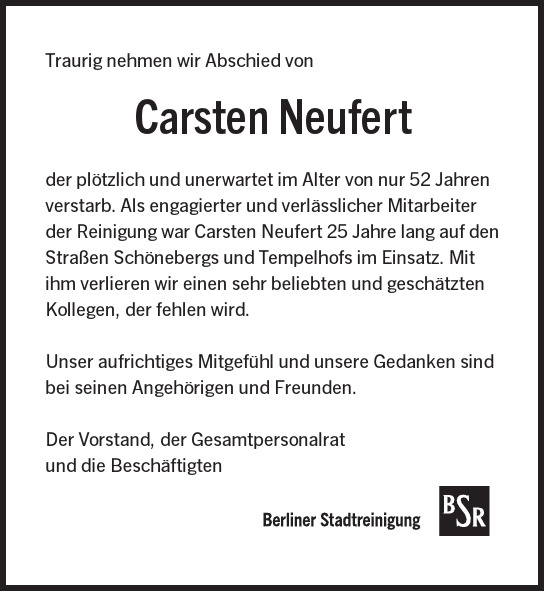 Traueranzeige von Carsten  Neufert  von Berliner Morgenpost