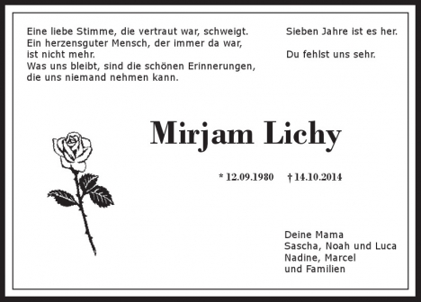 Traueranzeige von Mirjam Lichy von Berliner Morgenpost
