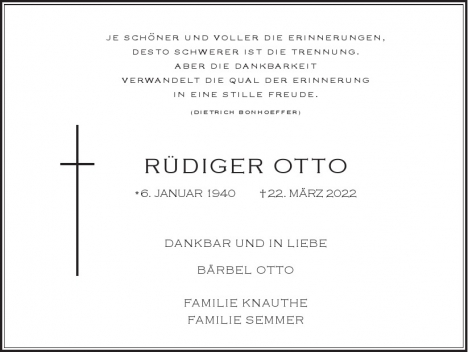 Traueranzeige von RÜDIGER OTTO  von Berliner Morgenpost