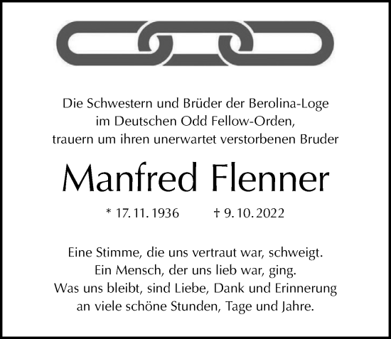 Traueranzeige von Manfred Flenner von Berliner Morgenpost