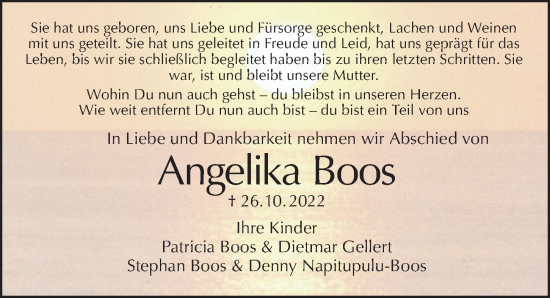 Traueranzeige von Angelika Boos von Berliner Morgenpost