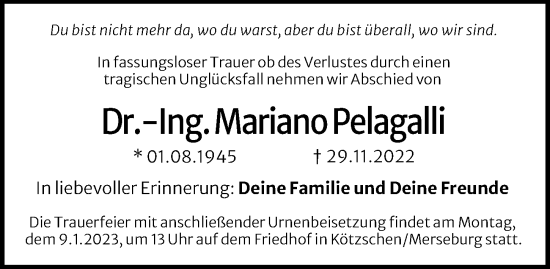 Traueranzeige von Mariano Pelagalli von Berliner Morgenpost