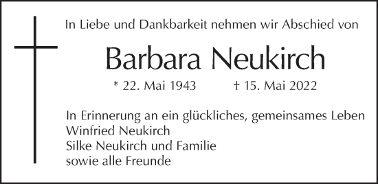 Traueranzeige von Barbara Neukirch von Berliner Morgenpost