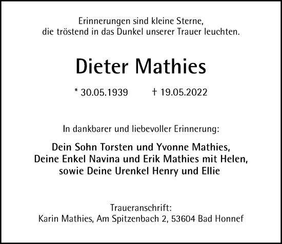 Traueranzeige von Dieter Mathies von Berliner Morgenpost