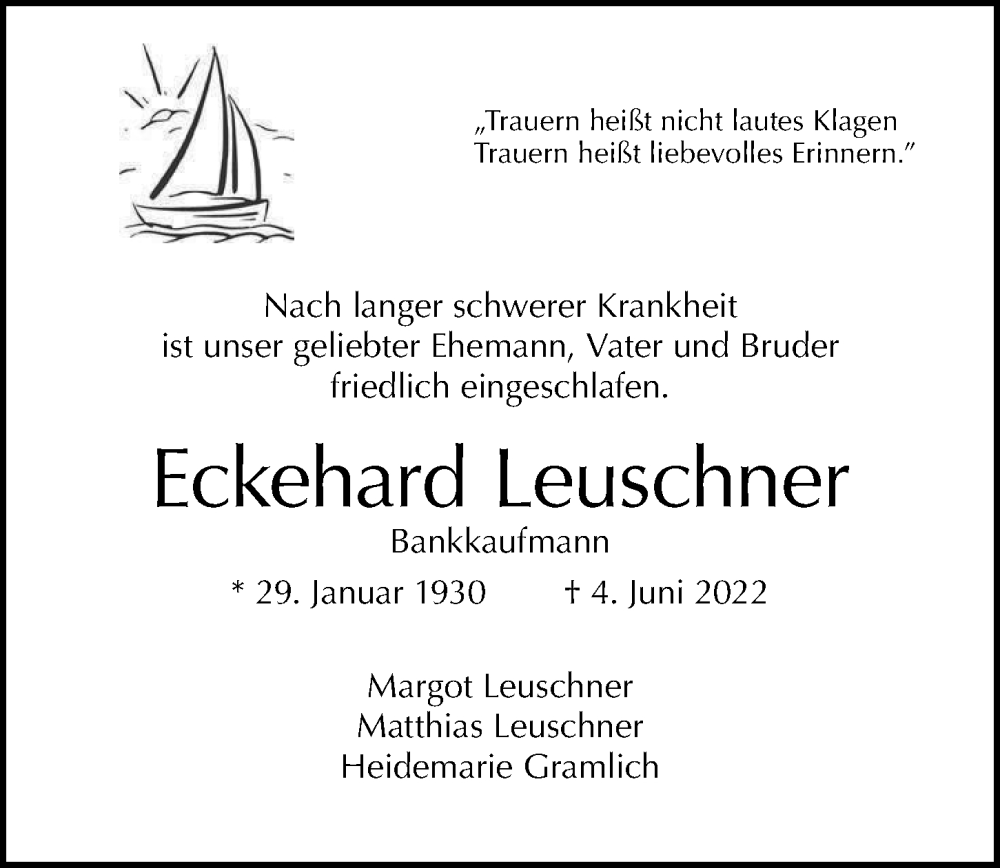  Traueranzeige für Eckehard Leuschner vom 12.06.2022 aus Berliner Morgenpost