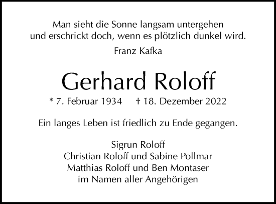Traueranzeige von Gerhard Roloff von Berliner Morgenpost