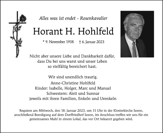 Traueranzeige von Horant Hohlfeld von Berliner Morgenpost