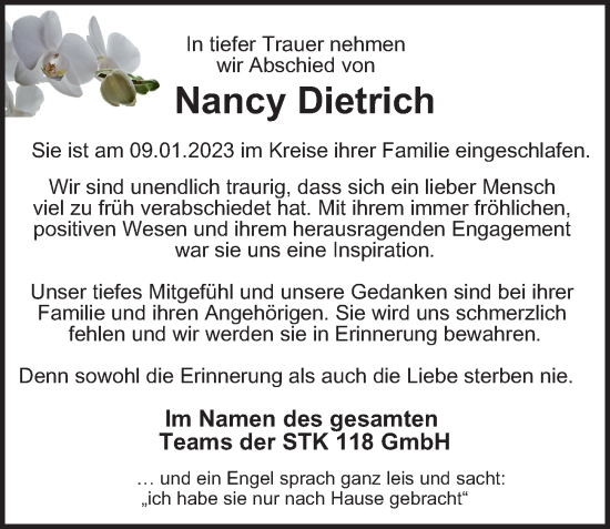 Traueranzeige von Nancy Dietrich von Berliner Morgenpost