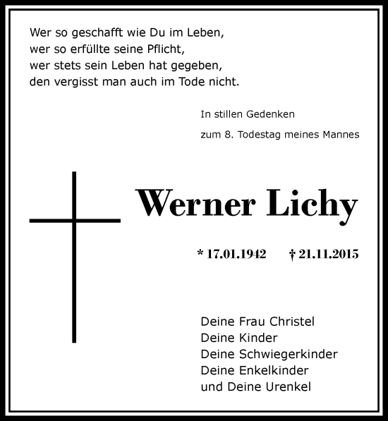 Traueranzeige von Werner Lichy von Berliner Morgenpost