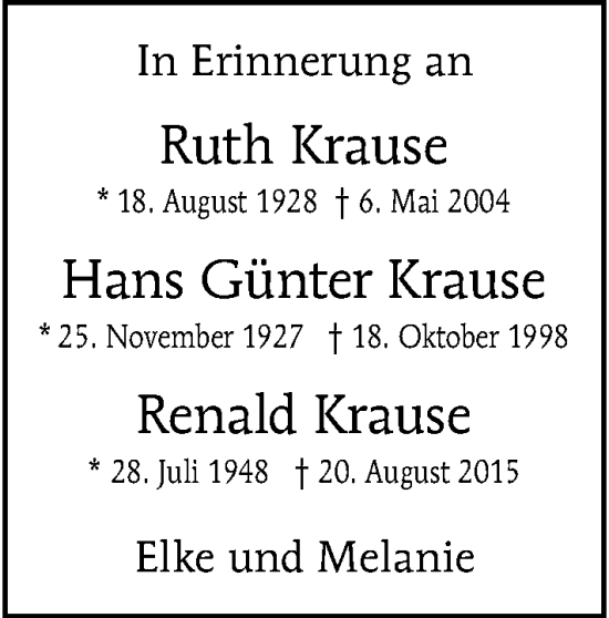 Traueranzeige von Renald Krause von Berliner Morgenpost