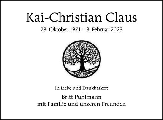 Traueranzeige von Kai-Christian Claus von Berliner Morgenpost