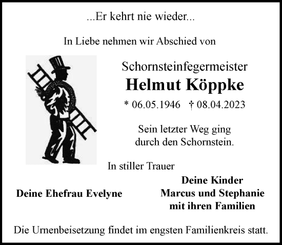 Traueranzeige von Helmut Köppke von Berliner Morgenpost