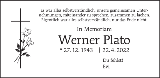 Traueranzeige von Werner Plato von Berliner Morgenpost