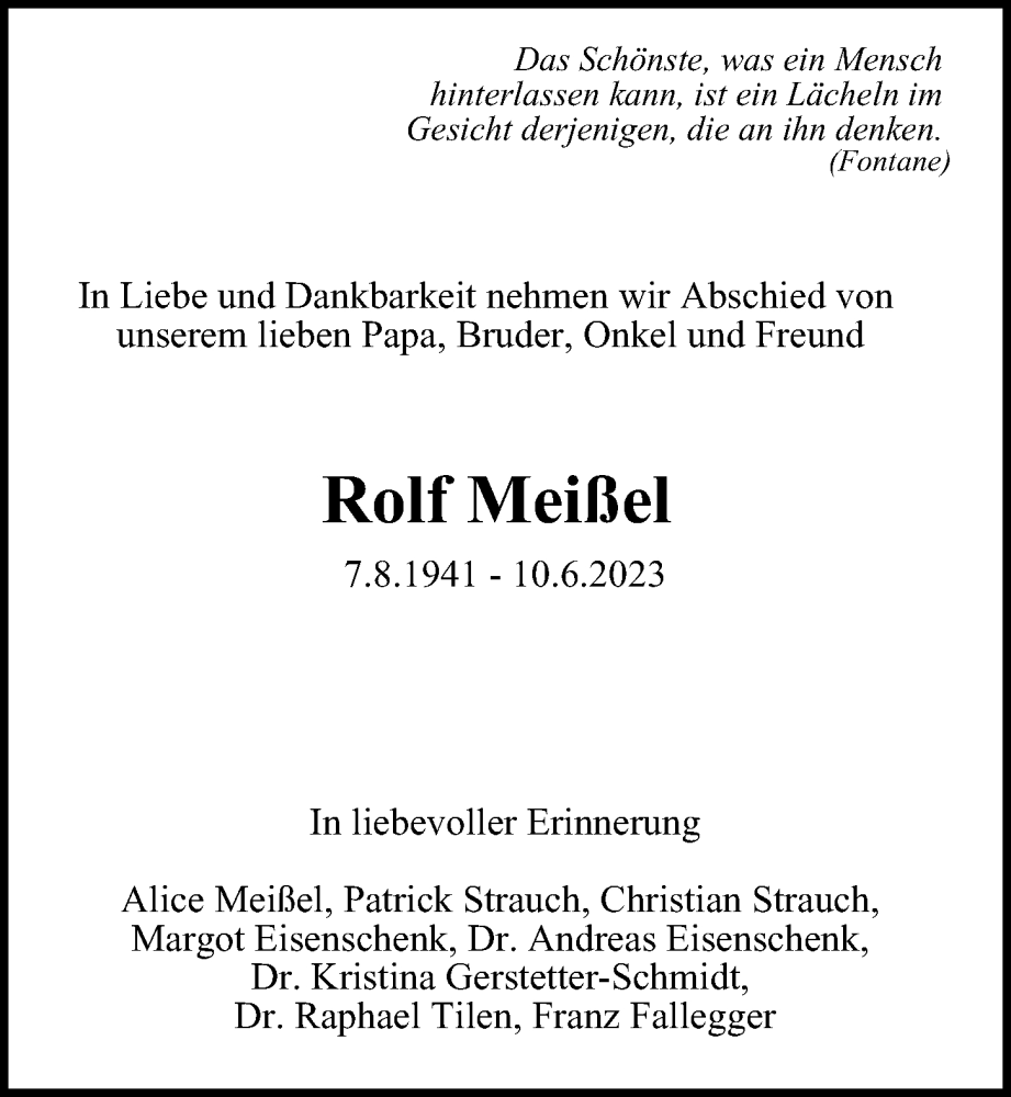 Traueranzeige für Rolf Meißel vom 02.07.2023 aus Berliner Morgenpost