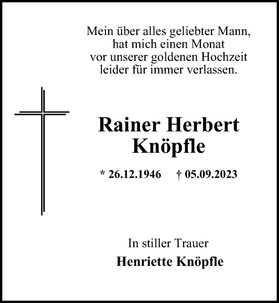Traueranzeige von Rainer Herbert Knöpfle von Berliner Morgenpost