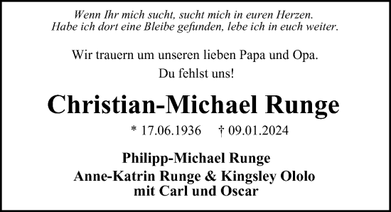 Traueranzeige von Christian-Michael Runge von Berliner Morgenpost