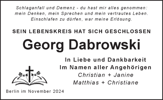 Traueranzeige von Georg Dabrowski 