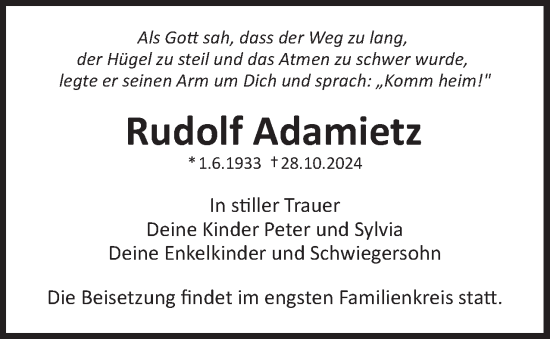 Traueranzeige von Rudolf Adamietz 