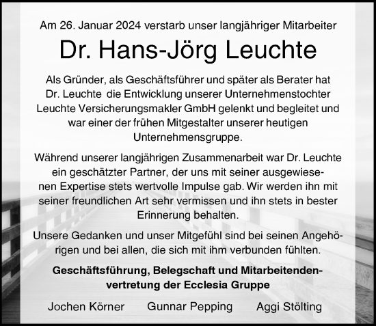 Traueranzeige von Hans-Jörg Leuchte von Berliner Morgenpost