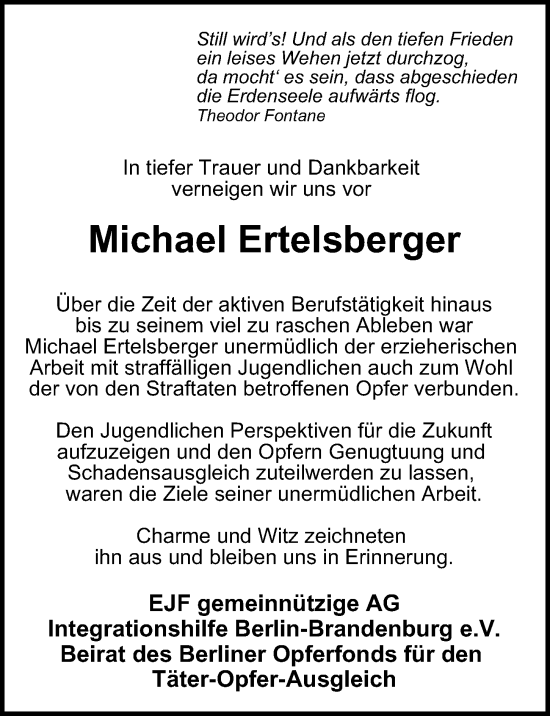 Traueranzeige von Michael Ertelsberger von Berliner Morgenpost