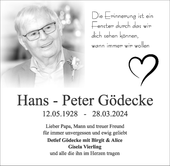 Traueranzeige von Hans-Peter Gödecke von Berliner Morgenpost