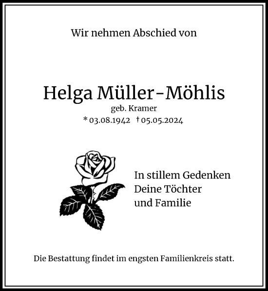 Traueranzeige von Helga Müller-Möhlis von Berliner Morgenpost