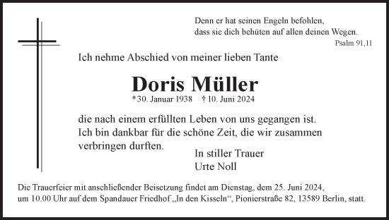 Traueranzeige von Doris Müller 