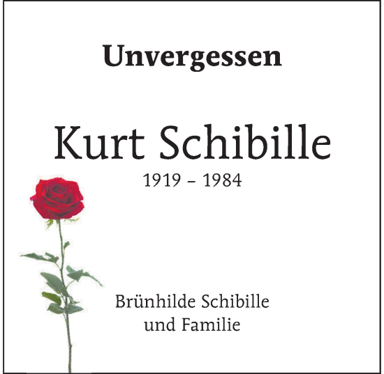 Traueranzeige von Kurt Schibille von Berliner Morgenpost