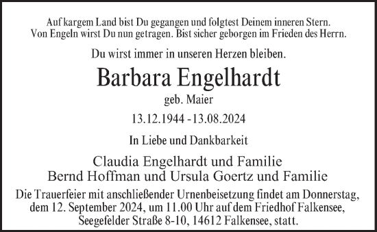 Traueranzeige von Barbara Engelhardt 