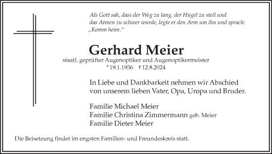 Traueranzeige von Gerhard Meier 