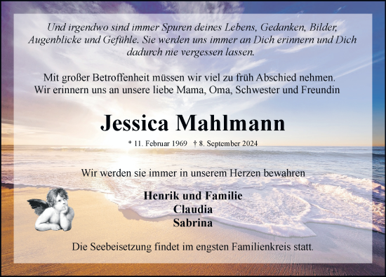 Traueranzeige von Jessica Mahlmann von Berliner Morgenpost