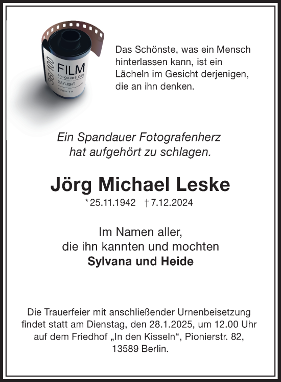 Traueranzeige von Jörg Michael Leske 