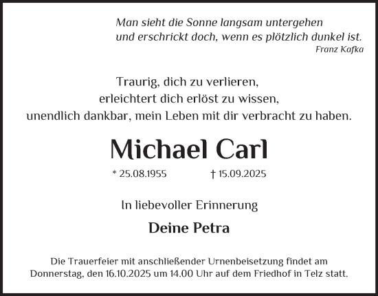Traueranzeige von Michael Carl von Berliner Morgenpost
