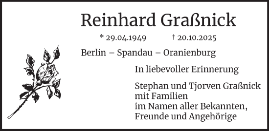 Traueranzeige von Reinhard Graßnick von Berliner Morgenpost