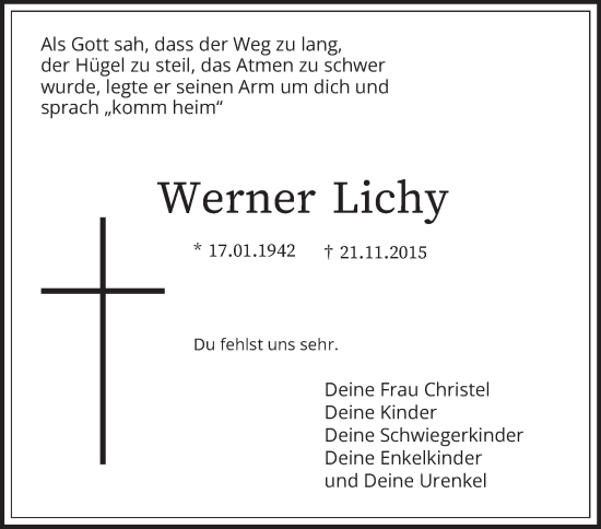 Traueranzeige von Werner Lichy von Berliner Morgenpost