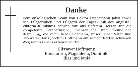 Traueranzeige von Hans Joachim Hoffmann von Berliner Morgenpost