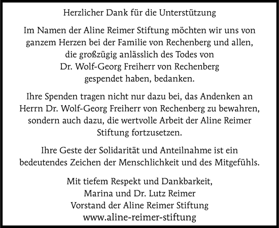 Traueranzeige von Wolf-Georg Freiherr von Rechenberg von Berliner Morgenpost