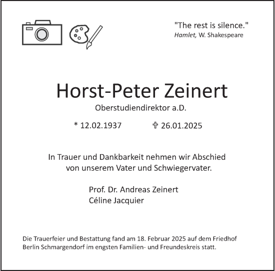 Traueranzeige von Horst-Peter Zeinert von Berliner Morgenpost