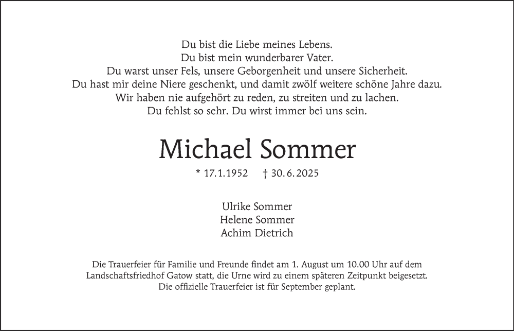  Traueranzeige für Ursula Pohl vom 12.07.2025 aus Berliner Morgenpost