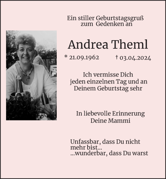Traueranzeige von Andrea Theml von Berliner Morgenpost