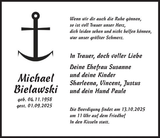 Traueranzeige von Michael Bielawski 