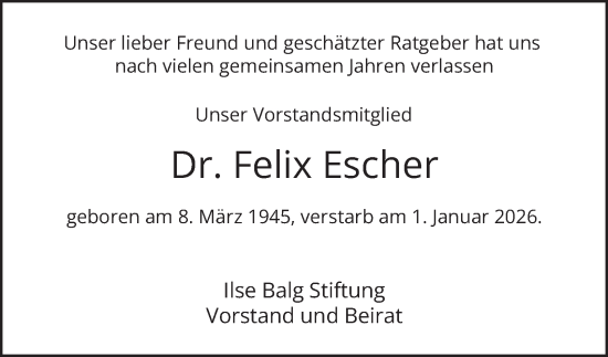 Traueranzeige von Felix Escher von Berliner Morgenpost