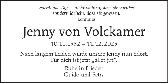 Traueranzeige von Jenny von Volckamer von Berliner Morgenpost