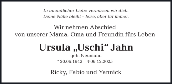 Traueranzeige von Ursula Jahn 